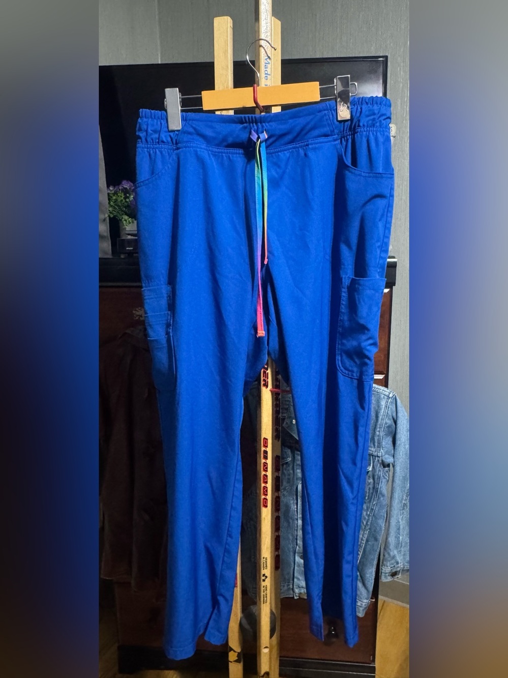 HeartSoul Royal Blue Petite Cargo Scrub Pants Size Large Petite (L-P)